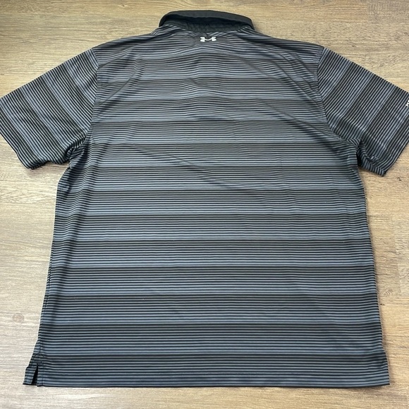 Under Armour Mens HeatGear Black Grey Striped Short Sleeve Polo, Cold Black, XL - Picture 7 of 8